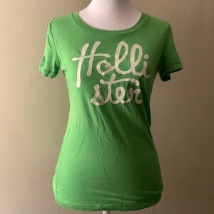 Hollister Bright Green Short Sleeve T Shirt with White Hollister Wording. Size S